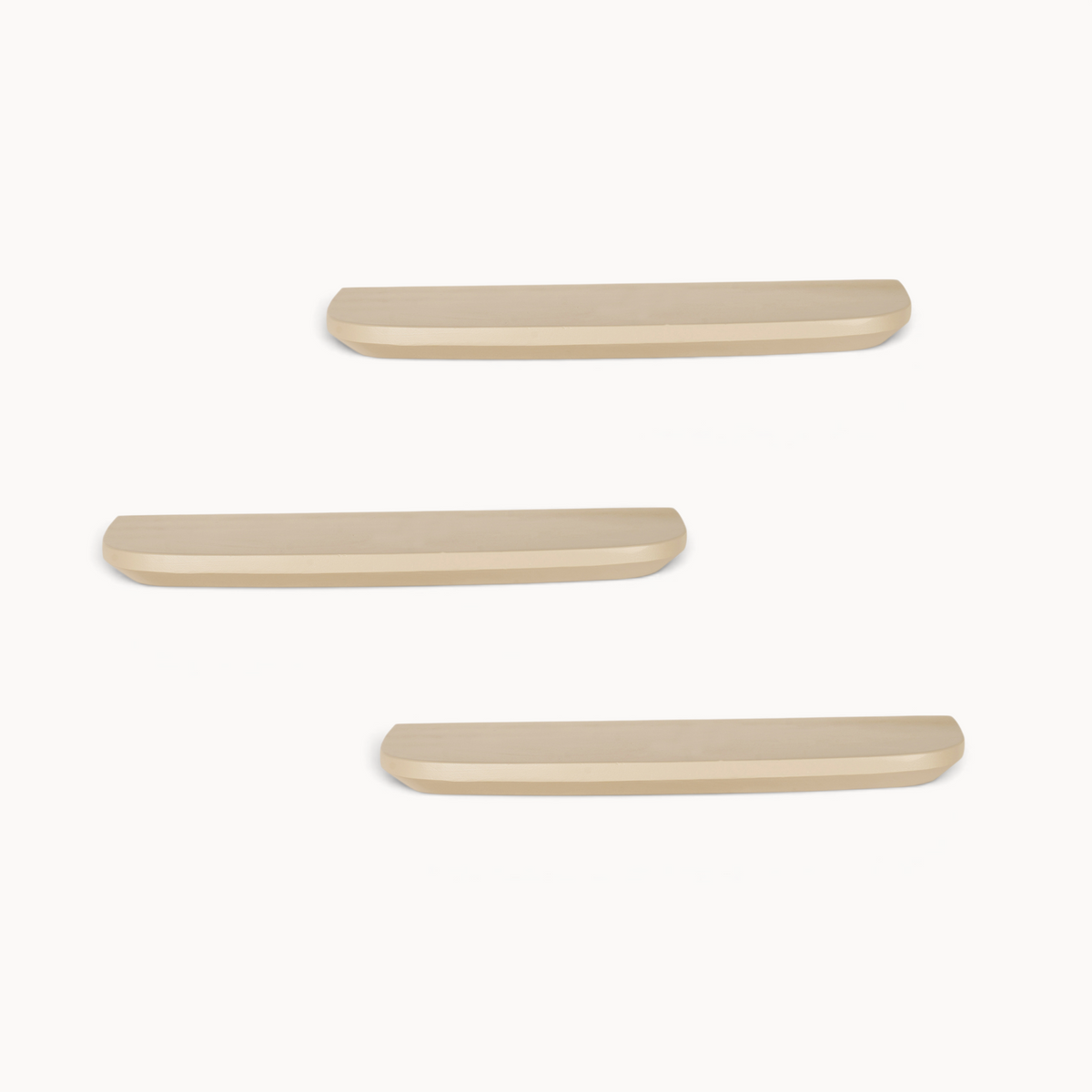 Set van 3 beige Aika wandplanken met een minimalistisch nisontwerp voor aan de muur