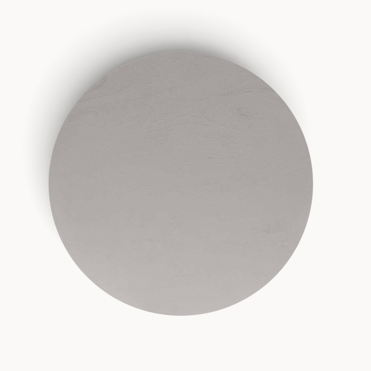Aika Tansu salontafel in taupe met een rond houten tafelblad en minimalistisch design