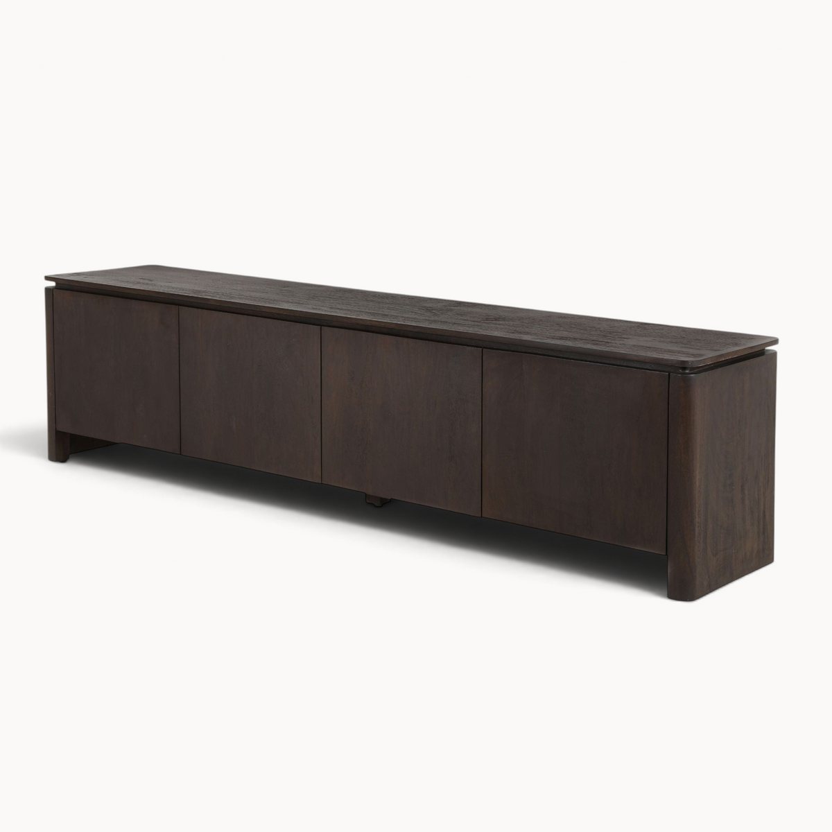 Aika Iwa tv-meubel in donkerbruin hout met een strak en minimalistisch design voor een modern interieur.