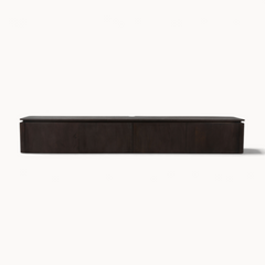 Aika Iwa zwevend tv-meubel in donkerbruin hout met een minimalistisch en strak design voor aan de muur.