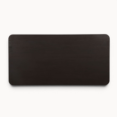 Aika Eettafel Iwa in bruin met een rechthoekig tafelblad met afgeronde hoeken, bovenaanzicht.
