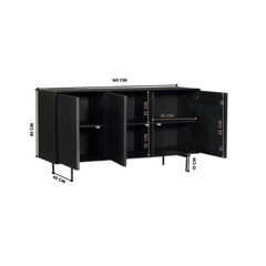 Dressoir Sova 165 cm Zwart, maatvoering
