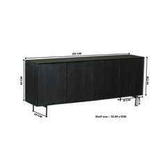 Dressoir Sova 210 cm Zwart, maatvoering