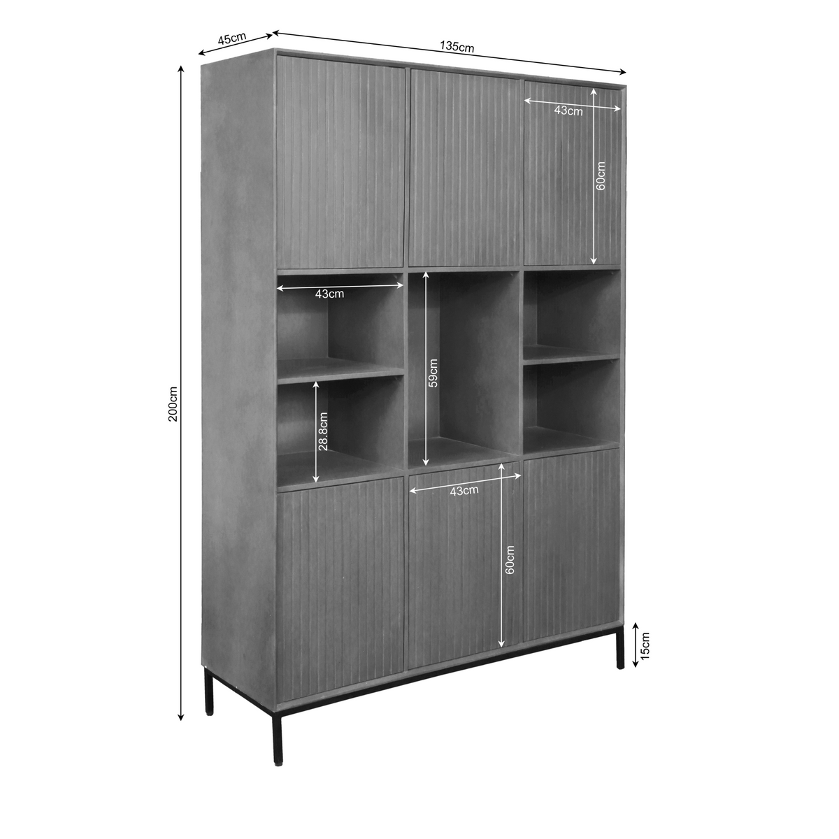 Boekenkast Sova 135 cm Zwart