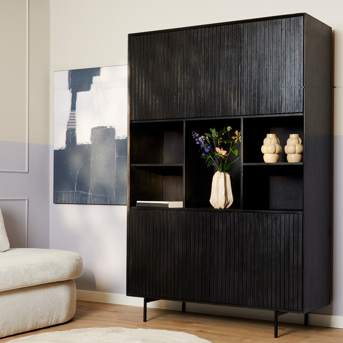 Boekenkast Sova 135 cm Zwart