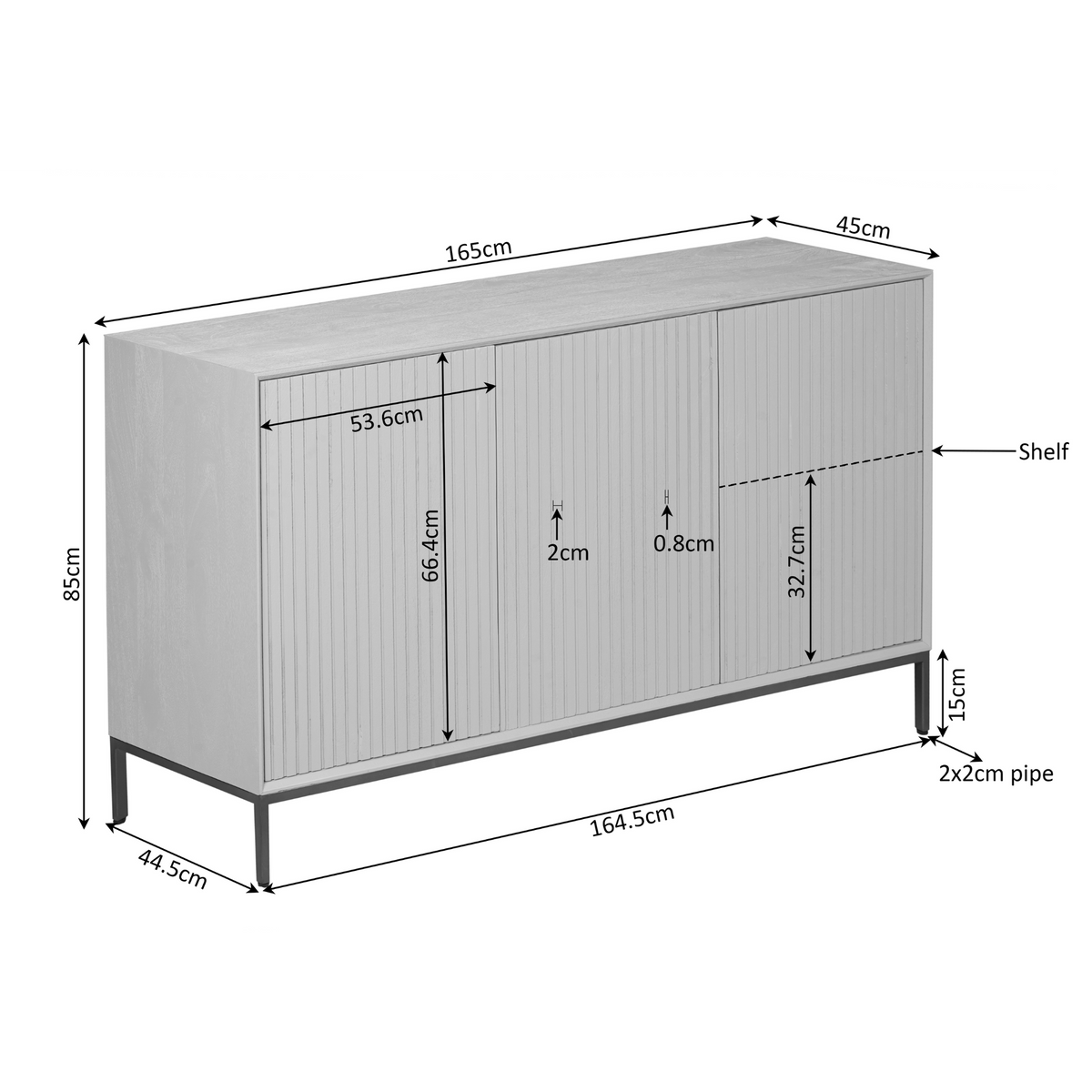 Dressoir Sova 165 cm Bruin