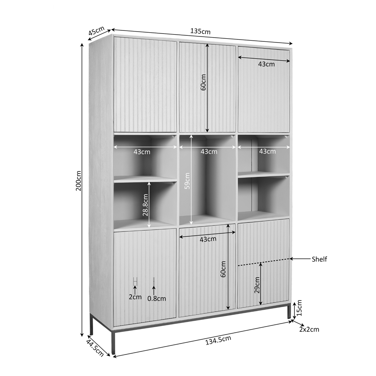 Boekenkast Sova 135 cm Bruin, maatvoering