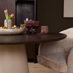 Eettafel Sova Rond Bruin met houten poot