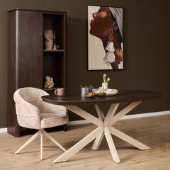 Eettafel Sova Ovaal 160 cm Bruin met zandkleurige poot