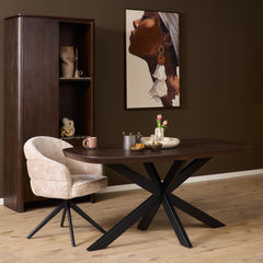 Eettafel Sova Ovaal 160 cm Bruin met zwarte poot