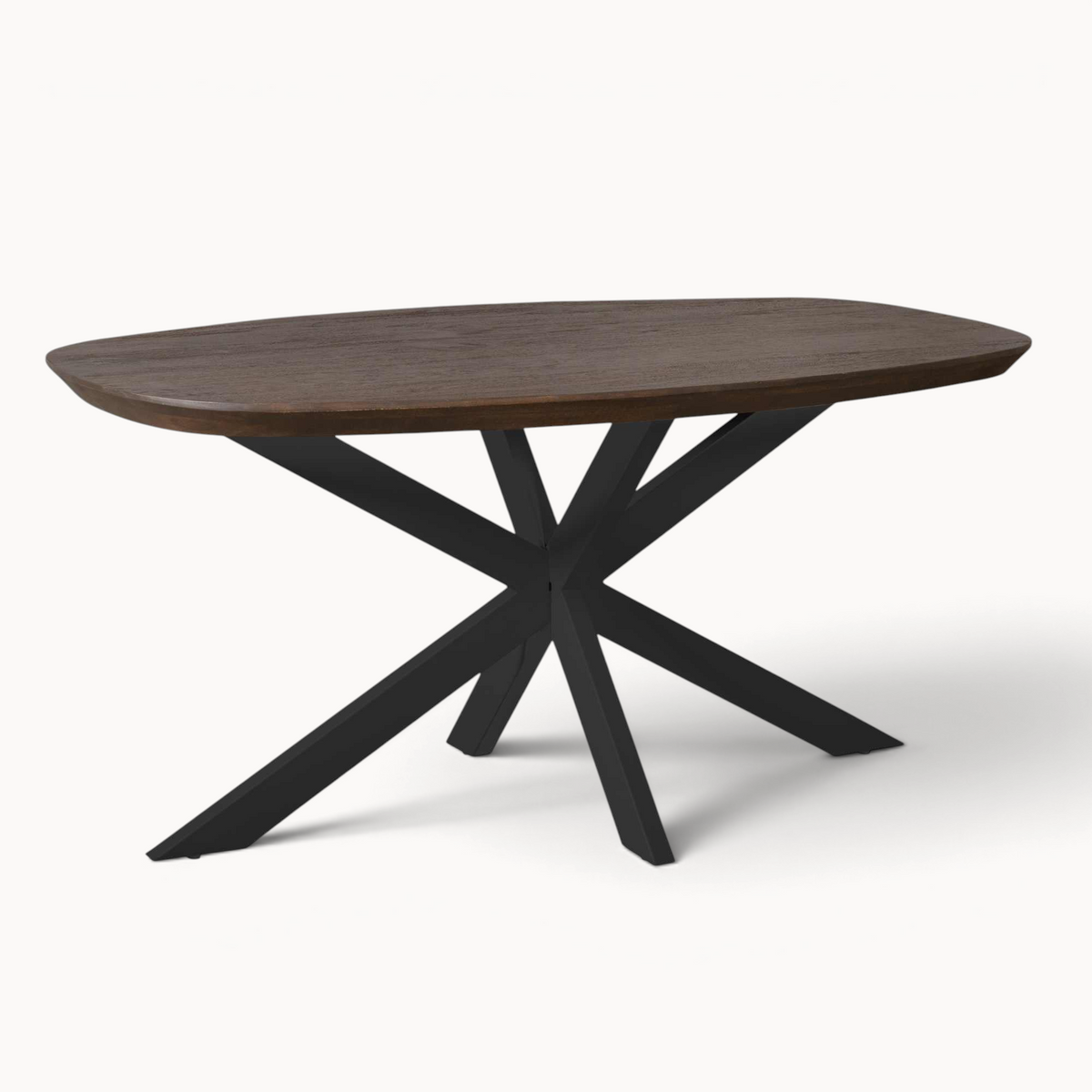 Eettafel Sova Ovaal 160 cm Bruin met zwarte poot