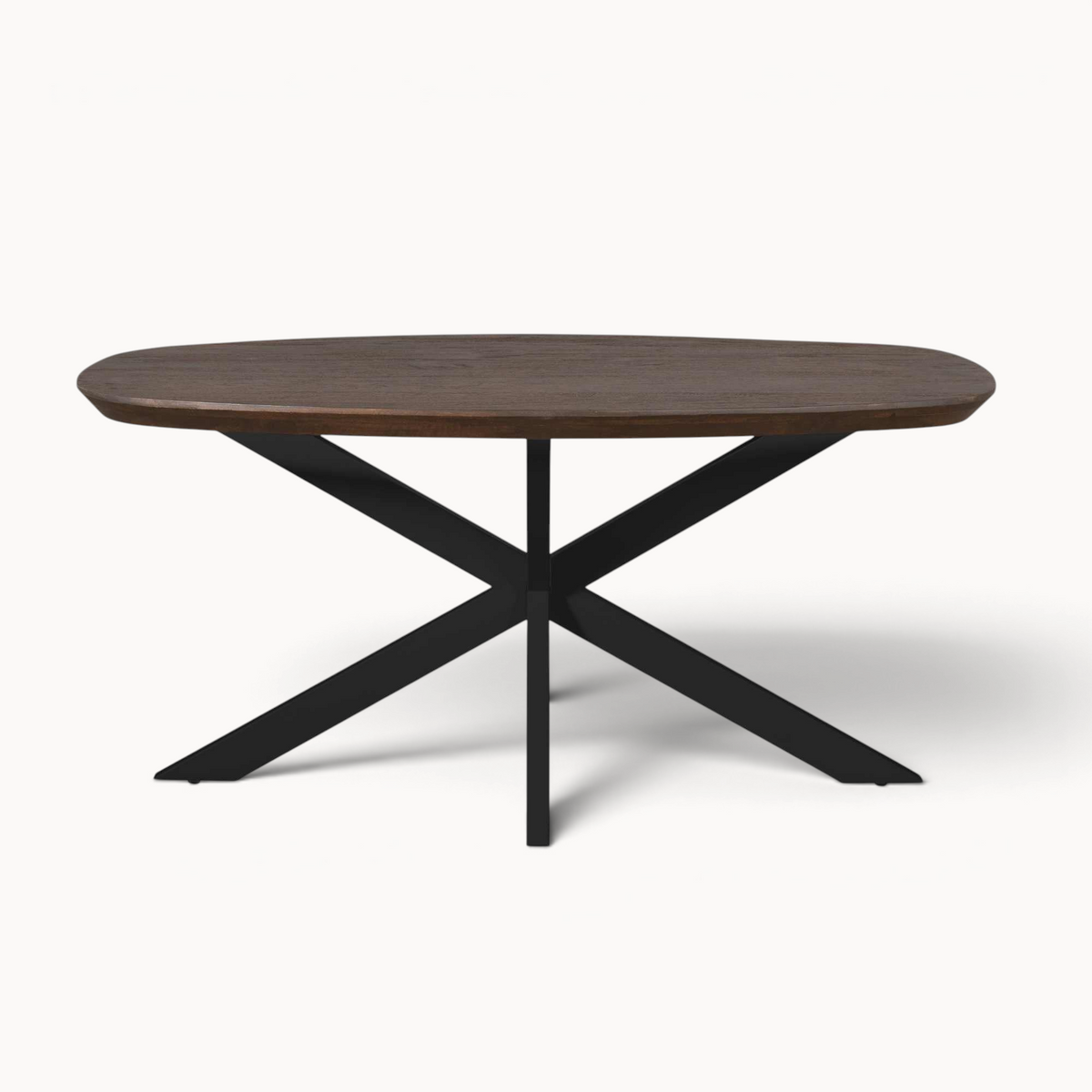 Eettafel Sova Ovaal 160 cm Bruin met zwarte poot