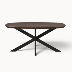 Eettafel Sova Ovaal 160 cm Bruin met zwarte poot