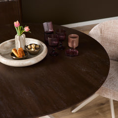 Eettafel Sova Rond Bruin met zandkleurige poot