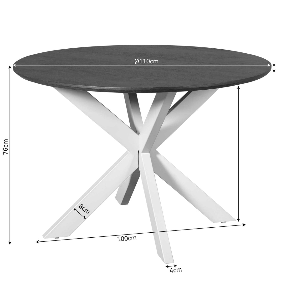 Eettafel Sova Rond 110 cm Bruin met zwarte poot