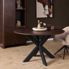 Eettafel Sova Rond Bruin met zwarte poot