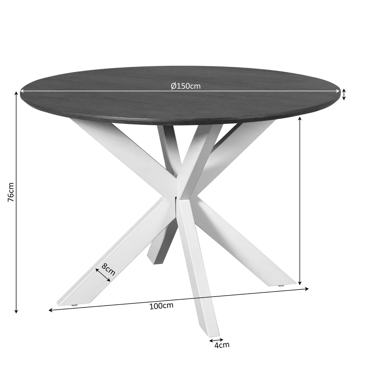 Eettafel Sova Rond 150 cm Bruin met zwarte poot
