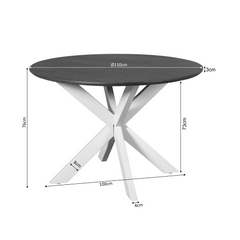 Eettafel Sova Rond 110 cm Naturel, maatvoering
