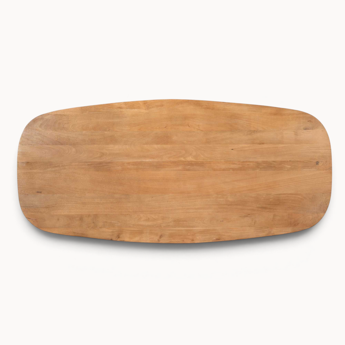 Aika Deens ovale eettafel Sova in naturel hout met een gladde afwerking en zichtbare houtnerf, bovenaanzicht.