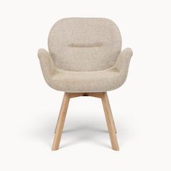 Aika draaibare eetkamerstoel Iso in beige geweven stof met houten poten en een comfortabel gestoffeerd ontwerp