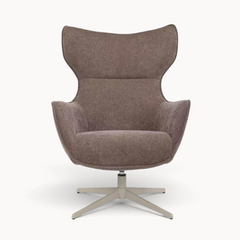 Aika Suzu draaibare fauteuil in bruine stof met een modern design en een stevig metalen kruispoot onderstel