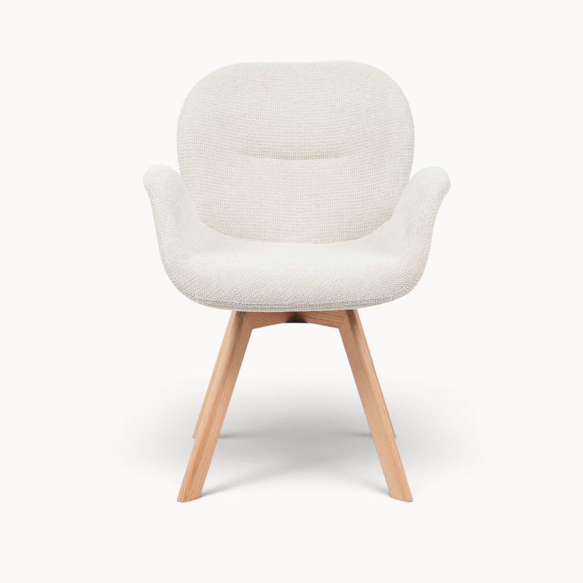 Aika draaibare eetkamerstoel Iso met beige gestructureerde bekleding en houten poten