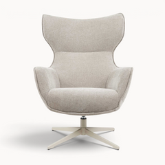 Aika Suzu draaibare fauteuil in beige stof met een modern design en een stevig kruisvormig onderstel