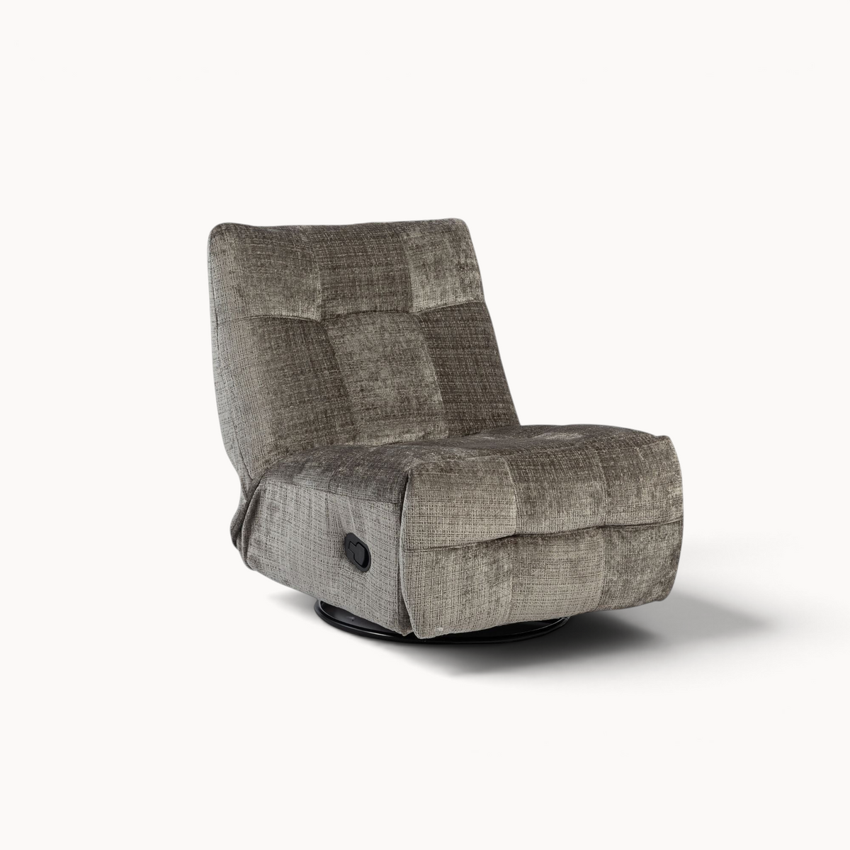 Aika Nagomi relaxfauteuil in grijze gestructureerde stof met een modern draaibaar onderstel