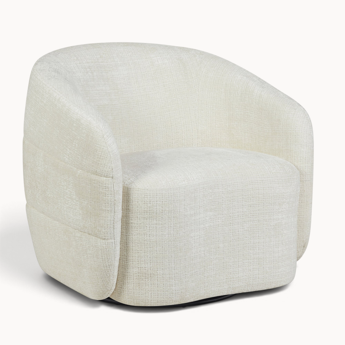 Aika Kaze draaibare fauteuil in een beige geweven stof met een modern rond ontwerp en comfortabele zitting.