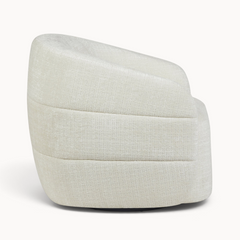 Aika Kaze draaibare fauteuil in beige textiel met een modern rond ontwerp en gestoffeerde zitting