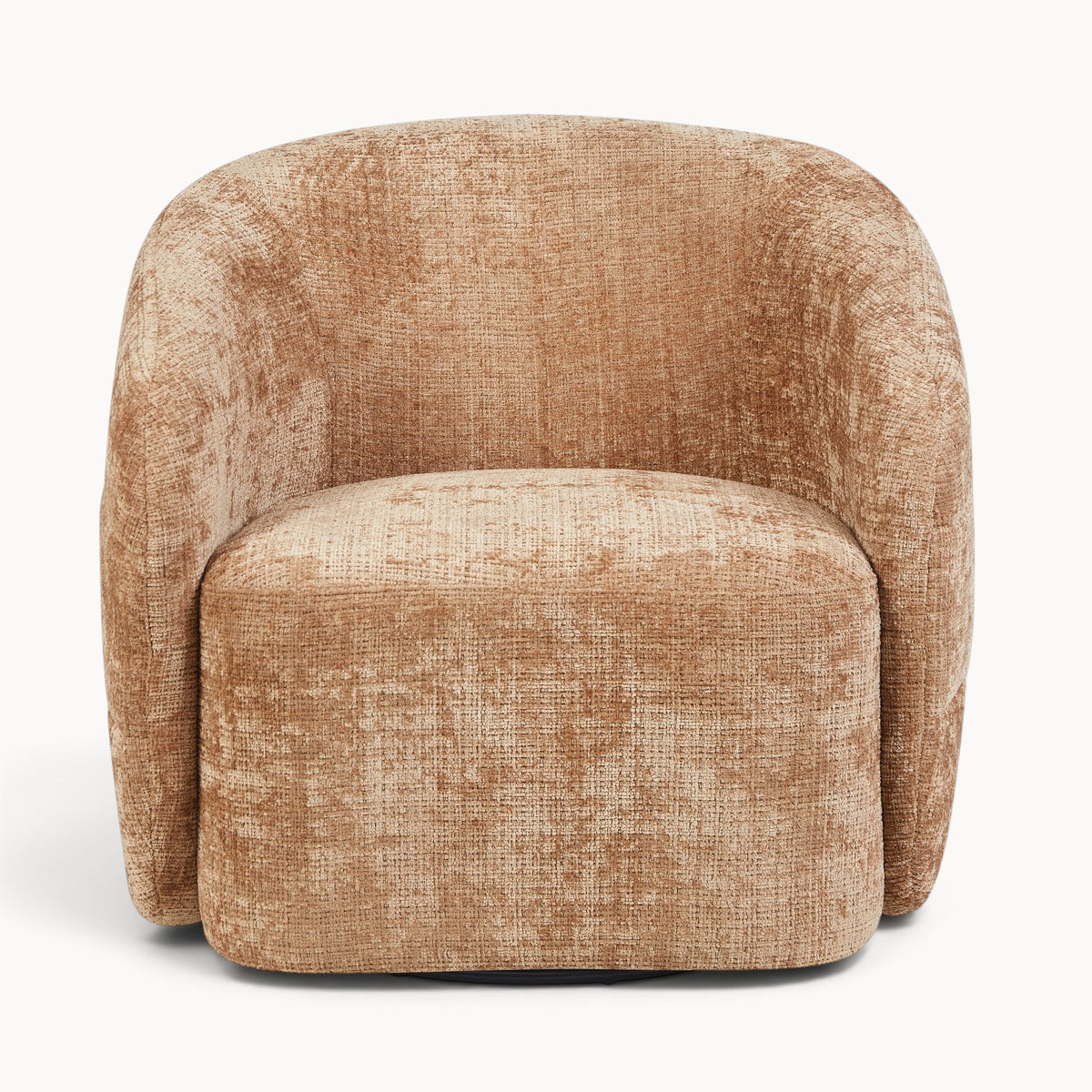 Aika draaibare fauteuil Kaze in een warme beige textuurstof met een comfortabel rond ontwerp