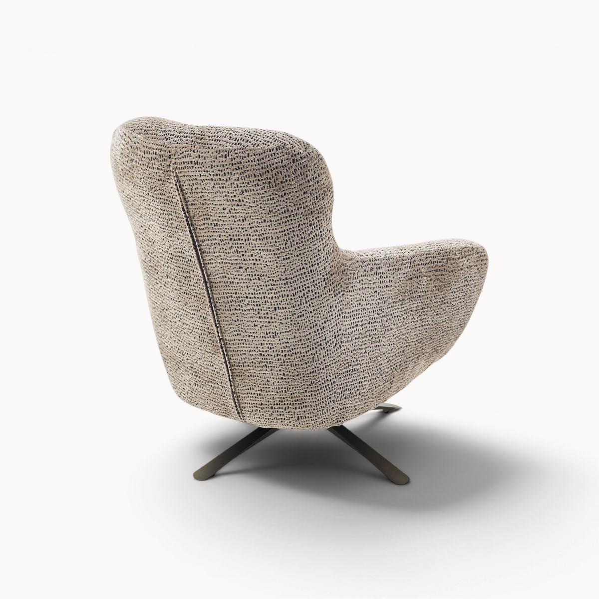 Aika Yume draaibare fauteuil met beige en zwarte gemêleerde bekleding en een zwart metalen kruispoot