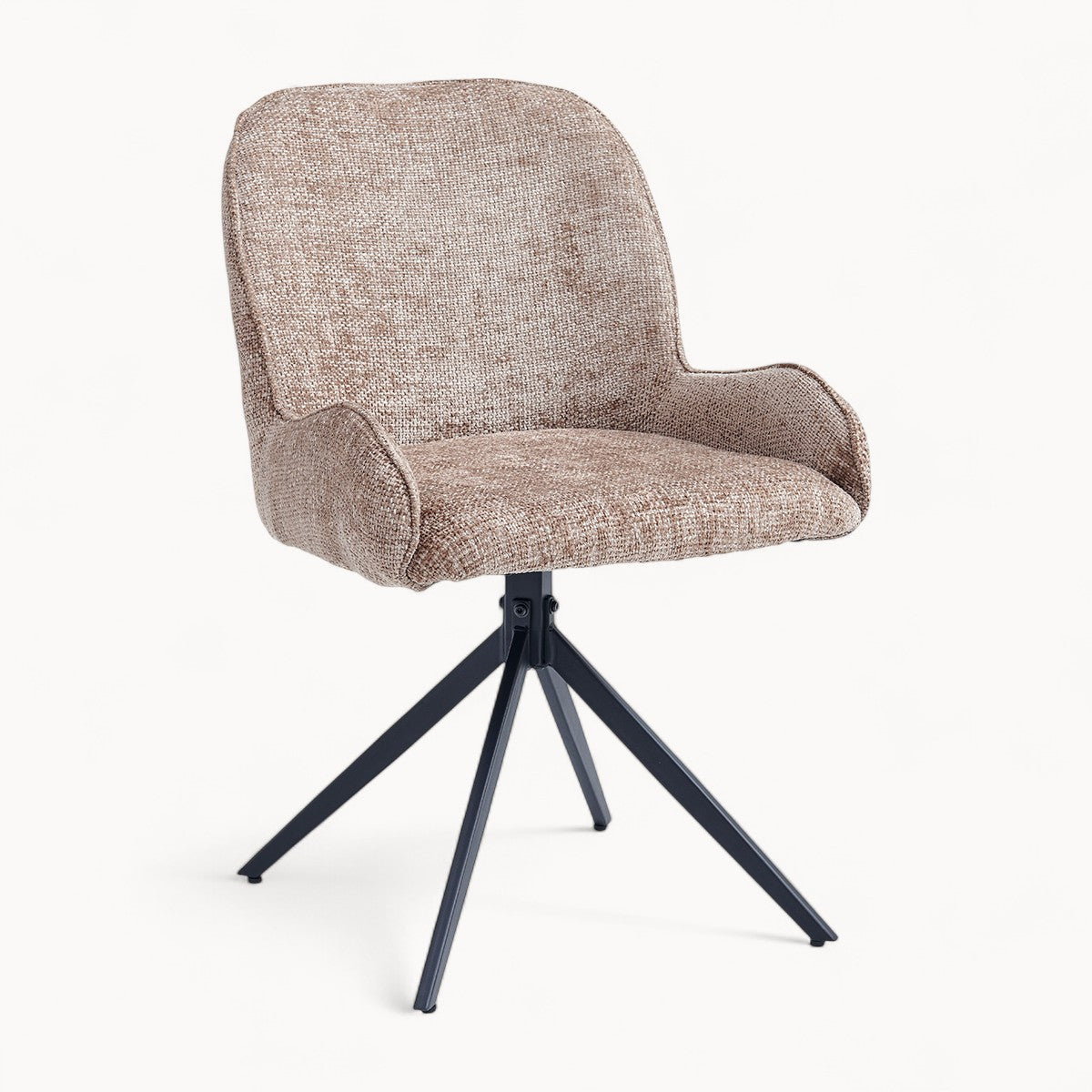 Eetkamerstoel Lily van Stof in Taupe, 2 stuks