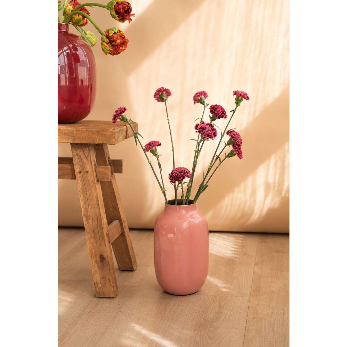 Vaas Metaal Oud Roze 30cm