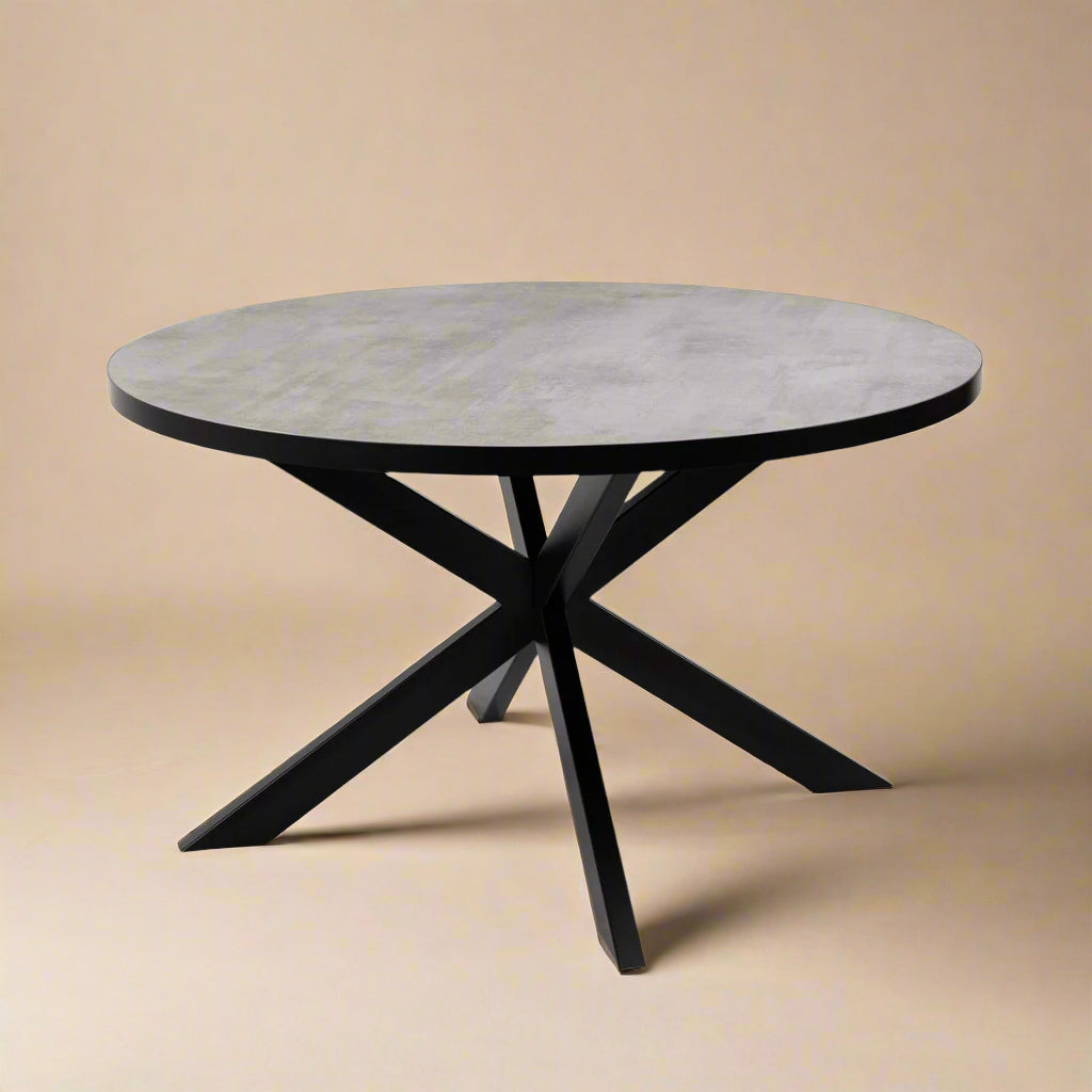 Ronde eettafel Daan - Zwart/Beton - Ø120 cm