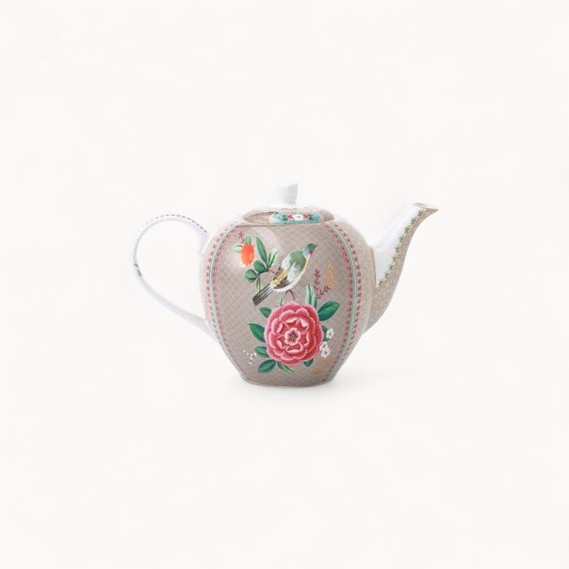 Tea Pot Large Blushing Birds Khaki 1.6ltr