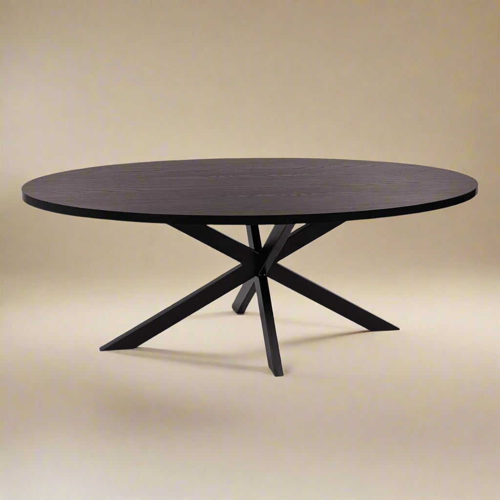 Ovale eettafel Mees - Zwart / Bruin - 210 x 100 cm