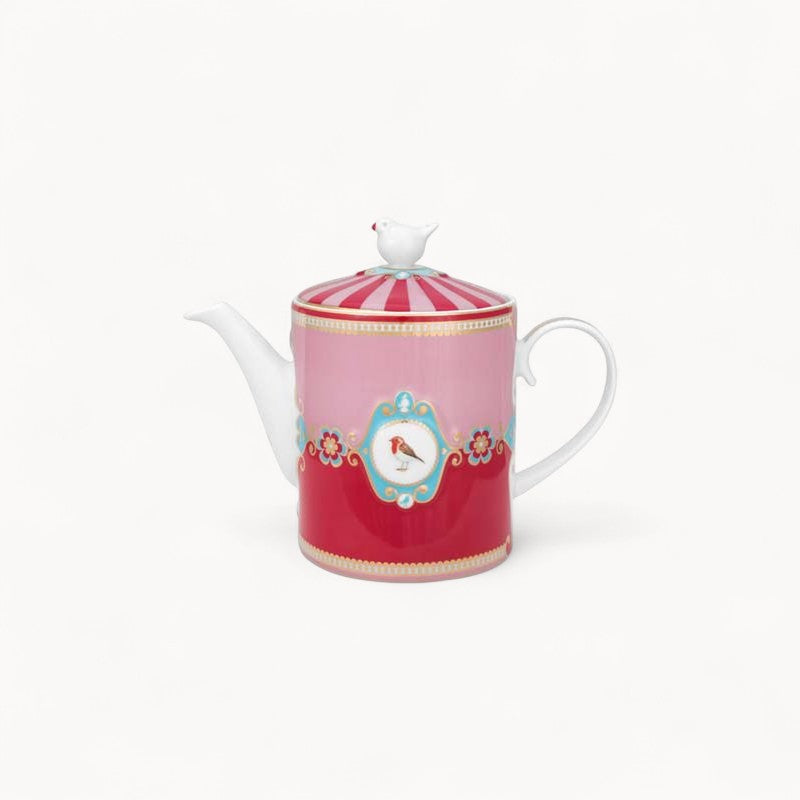 Teapot Love Birds Medallion Red-Pink 1.3ltr