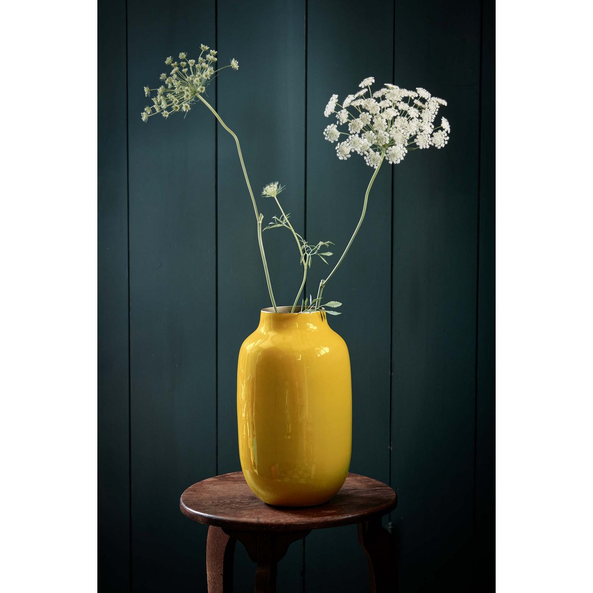 Vase Metal Oval Yellow 30cm
