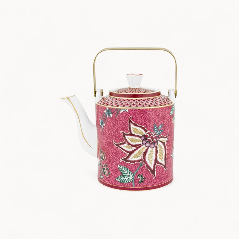 Giftset Teapot Oriental Flower Festival Dark Pink 1 ltr