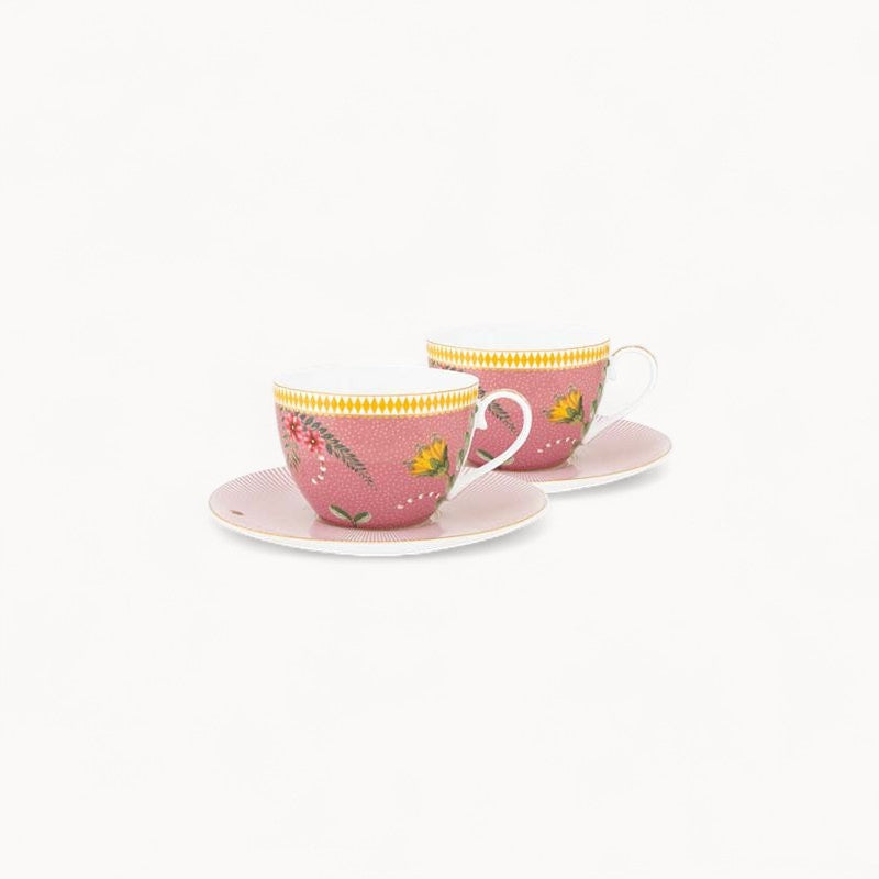 Set/2 Cups & Saucers La Majorelle Pink 280ml