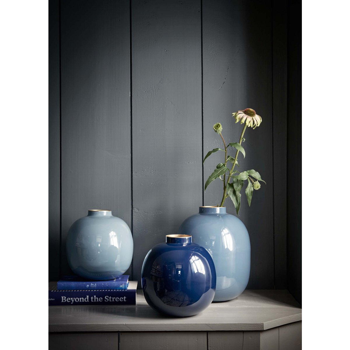 Vase Metal Light Blue 23cm