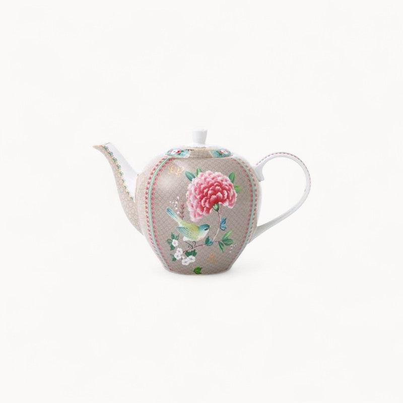 Tea Pot Large Blushing Birds Khaki 1.6ltr