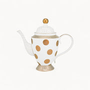 Teapot Dot Delight White-Gold 1.25ltr