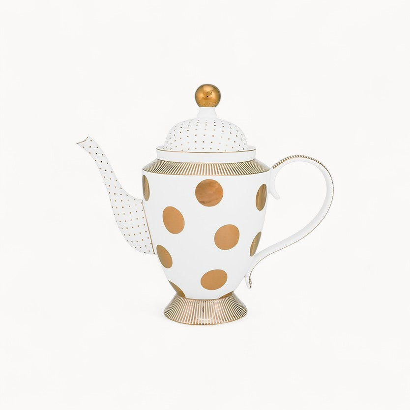 Teapot Dot Delight White-Gold 1.25ltr