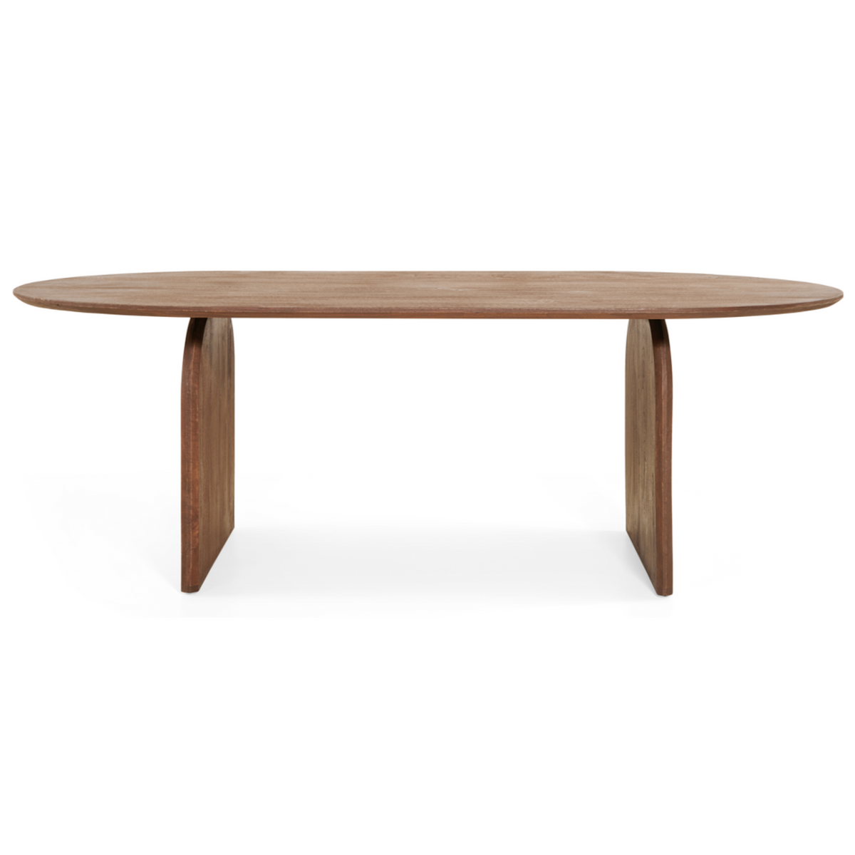 Eettafel Arlo in bruin mangohout, schuin aanzicht