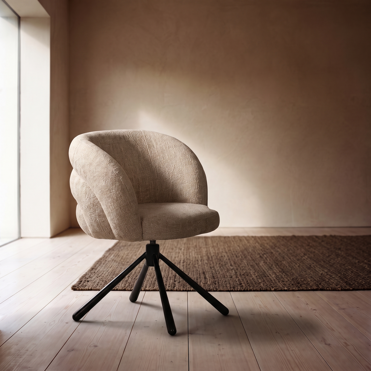 Draaifauteuil Nila Latte in interieur