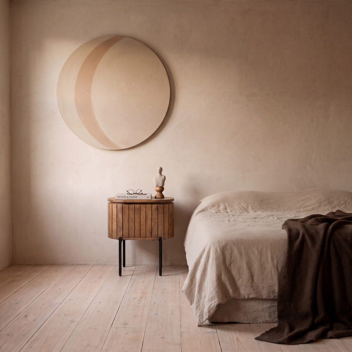 Nachtkastje Mona Staand Naturel in slaapkamer