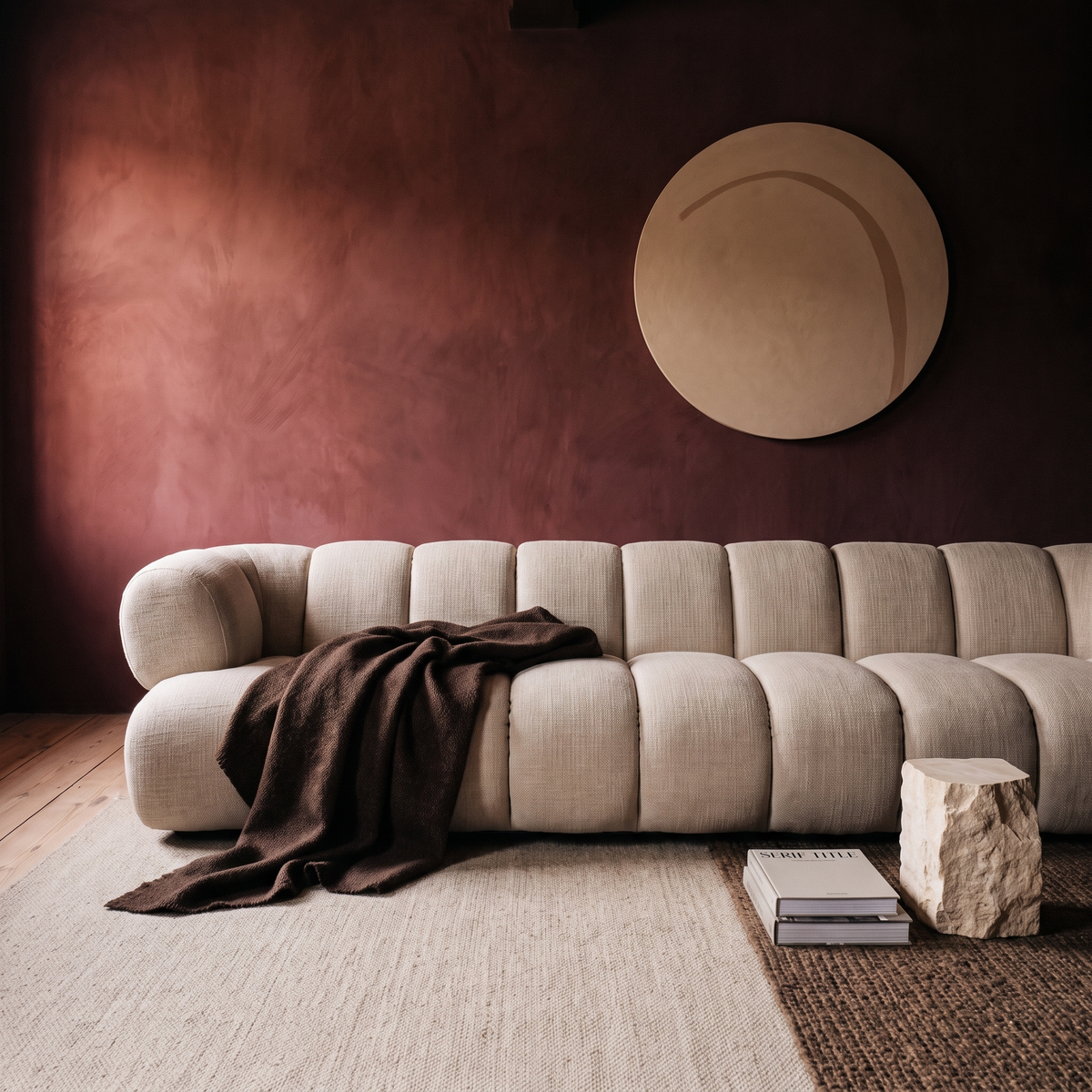 Modulaire bank Sorell 4-zits Beige zonder lounge in interieur