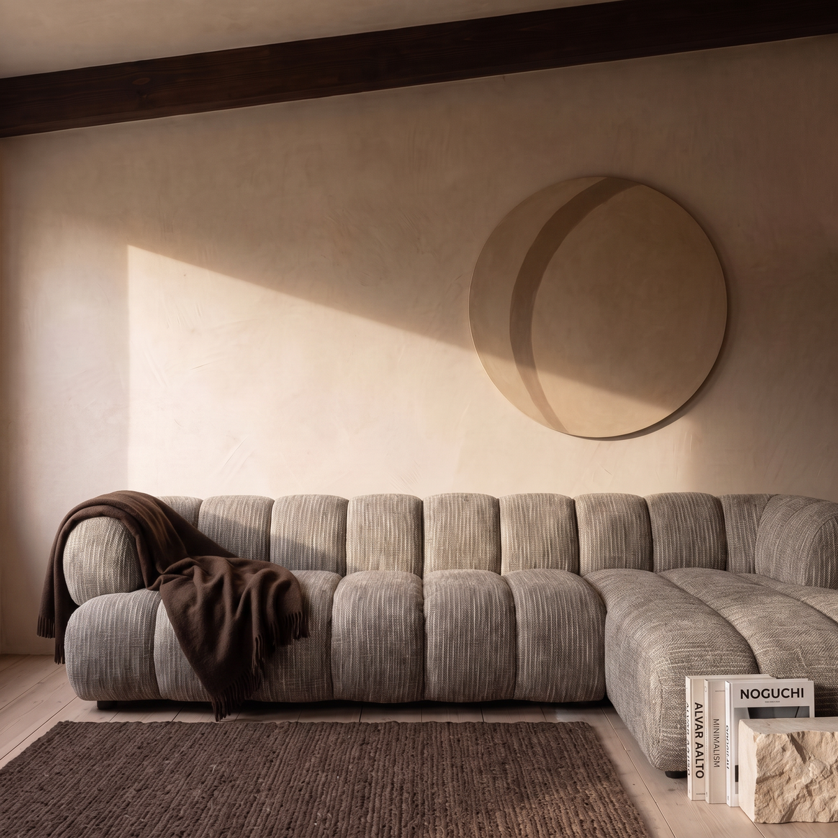 Modulaire bank Sorell 4-zits Grijs met lounge in interieur